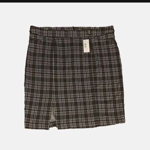 89th & Madison | Black and White Plaid Print Straight Fit Skirt Size XL B26#8